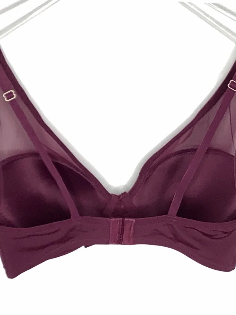 NWT Vince Camuto T-Shirt Bra Logo Mesh Panel 34C Lined Burgundy Red UW VC051156